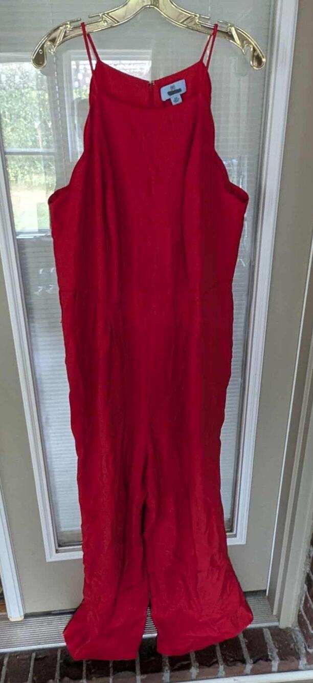 CeCe Red Sleeveless Jumpsuit Pockets Plus Size 18W Business Work Casual